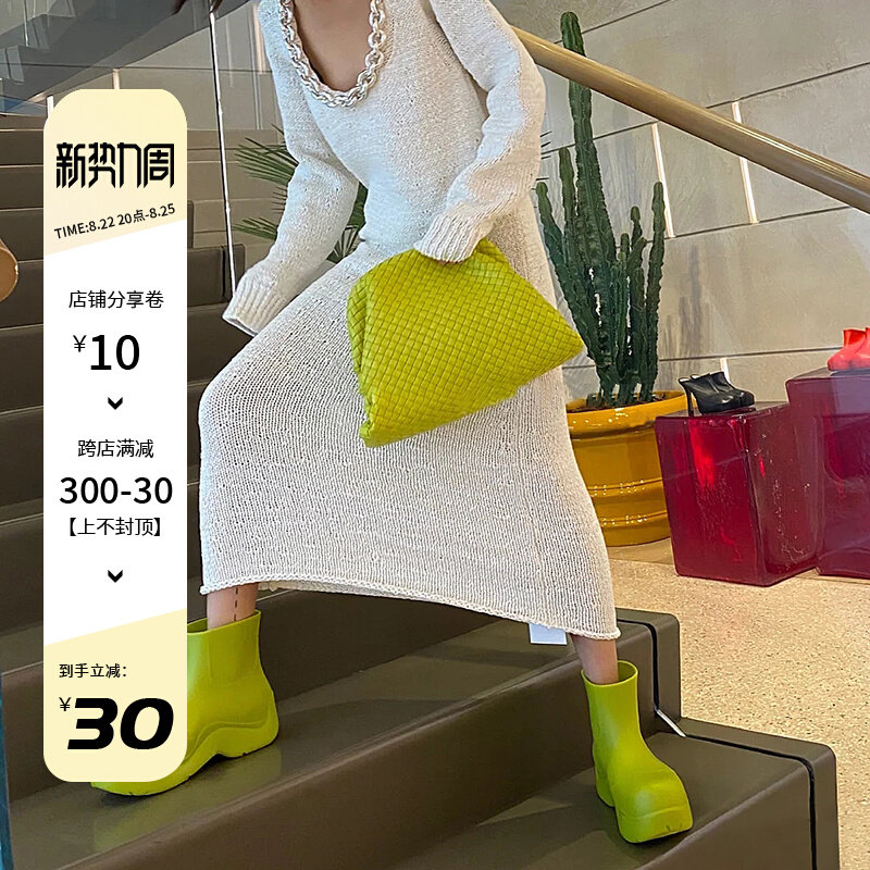 Ashigomona Tongan Rain boot female ex-boyfriend thick bottom rain shoes inner heightening waterproof short drum water shoes fashion outwear