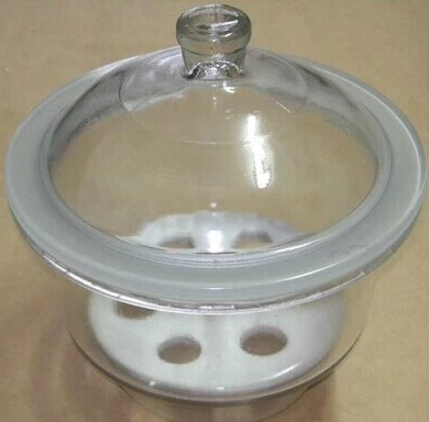 玻璃干燥器15cm 附瓷板 白色干燥皿干燥锅150MM 玻璃仪器实验室用