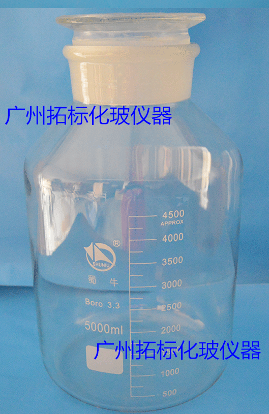 蜀牛 广口玻璃试剂瓶 5000ml 5L 白大口瓶5L  带刻度磨砂口试剂瓶