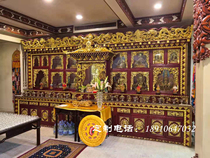 Household economical Tibetan-style multi-layer Buddhist niche solid wood platform for Cabinet camphor wood carved Buddha Hall custom
