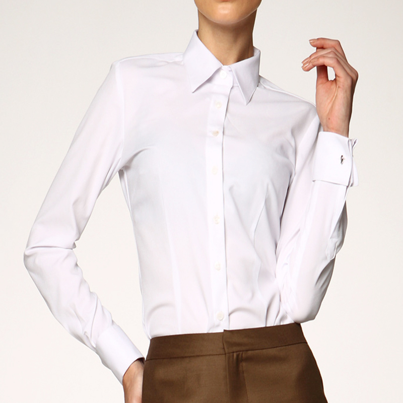Elegant European-Style French Shirt for Women, Long-Sleeved, Slim-Fit, White Xinjiang Cotton Shirt, Wrinkle-Resistant, Suitable for Professional Interviews and Work Attire
