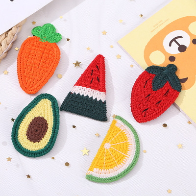 Fruit knitted bangs BB clip children's Korean women's wool knitted hairpin side clip hairpin push students small gifts