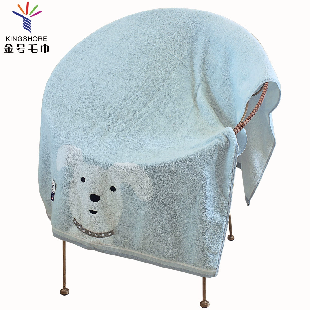 Khăn tắm bông lớn, bông không xoắn, mềm, dày, bông, thấm hút tốt, hai chú chó hoạt hình, bông có thể dùng làm chăn bông cho trẻ em - Khăn tắm / áo choàng tắm