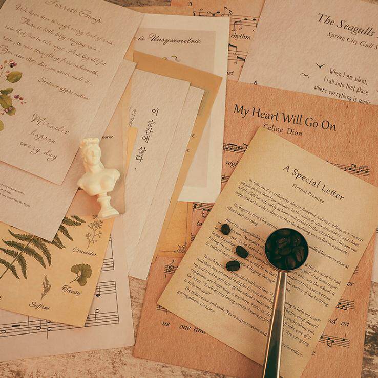 Retro props for old English paper score paper ins photo props photo background paper shooting background wall stickers-Taobao