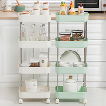 Kitchen rack floor multi-layer movable household trolley vegetable snack multi-functional storage and finishing shelf