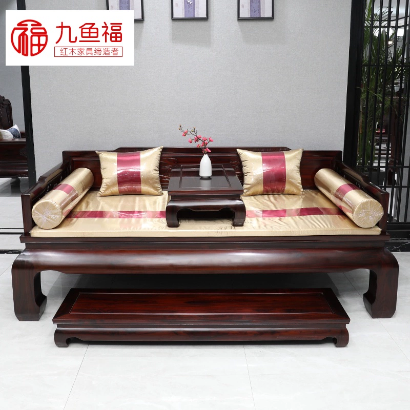 Đồ nội thất bằng gỗ gụ Indonesia gỗ cẩm lai đen Giường La Hán Đi văng gỗ rắn Trung Quốc chạm khắc Minh và Thanh Giường đi văng đẹp cổ điển - Giường