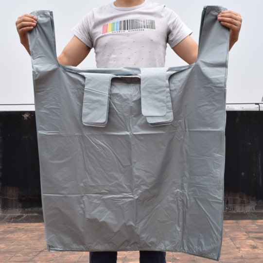 Extra Large Thickened 80 Black and Gray Sanitation and Property Management Extra-Large Garbage Bags Commercial Vest-Style Bags with Handles Plastic Bags
