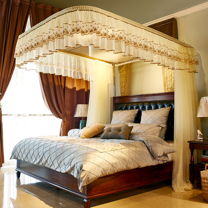 New U-shaped guide track mosquito net 1.8m big bed, paper piece, 1.5 mila rope, 2*2.2 meters, household white W