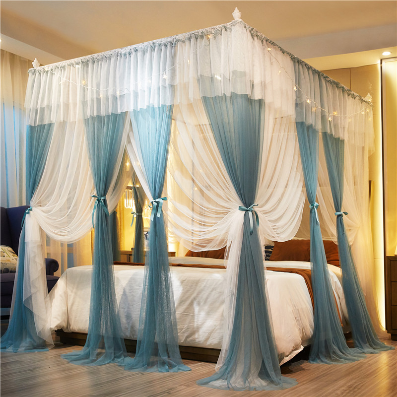 Princess style double-layer mosquito net 1 5 three-door encryption thickened square top 1 8m double court floor-to-ceiling household w pattern account