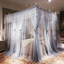 Princess wind double-layer mosquito net 1 5 three-door encrypted thickened square top 18 m double court floor-standing household w-pattern account