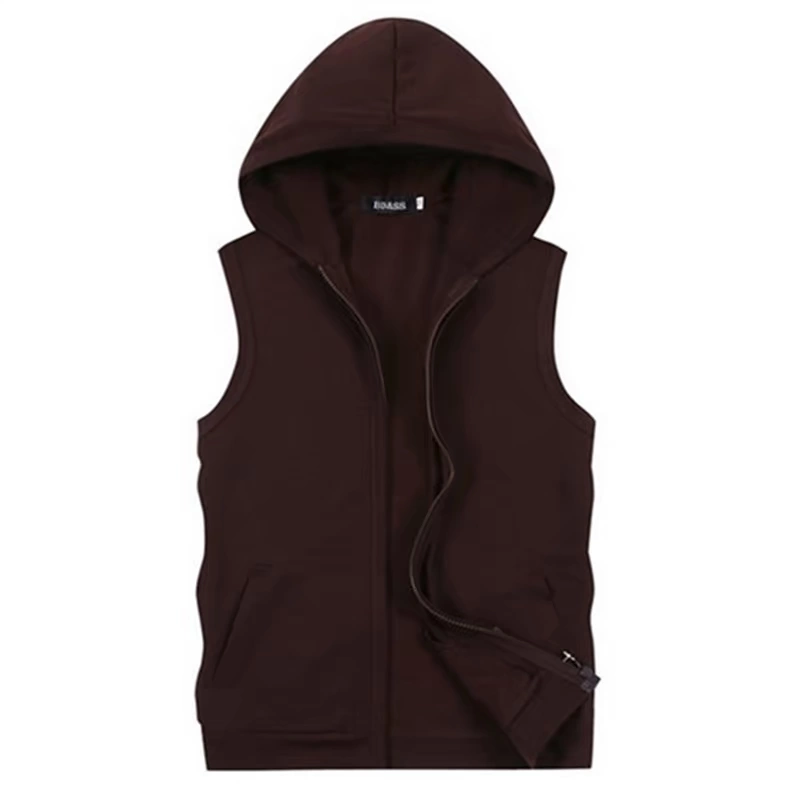 Áo khoác thể thao nam trùm đầu áo len mỏng cardigan dây kéo trùm đầu không tay áo vest nam
