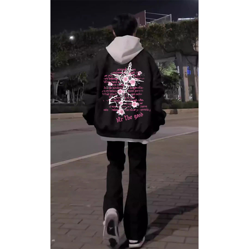 National Trend American Floral Print Windbreaker Jacket Men's Hip-Hop Street Retro Windproof Baseball Collar Bomber Jacket National Trend American Floral Print Windbreaker Jacket Men's Hip-Hop Street Retro Windproof Baseball Collar Bomber Jacket