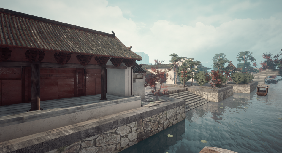 UE4虚幻4 中国风仙侠武侠江南小镇水乡建筑小河环境场景-淘宝网_368bff6d.png