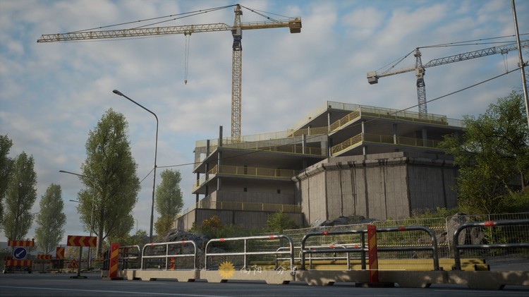 Highway - Environment 自然写实场景高速公路施工现场铁路牌工地建筑素材