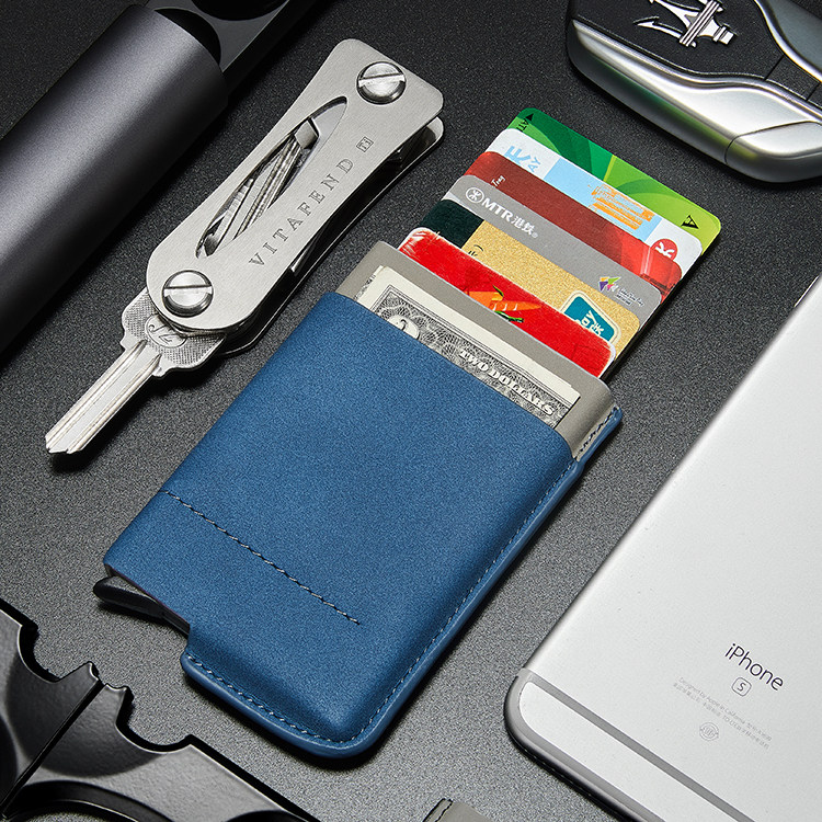 Creative automatic pop-up rfid anti-theft brush metal wallet men's portable mini portable small card bag women's credit card set
