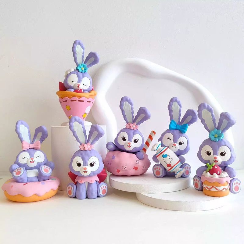 Star Dew Tea Party Figurine Cute Purple Rabbit Girly Desktop Car Home Living Room Decoration Gift