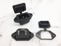 AC power pin socket two vertical and one horizontal with waterproof cover 15A 250V all copper three feet with ear strap screw hole