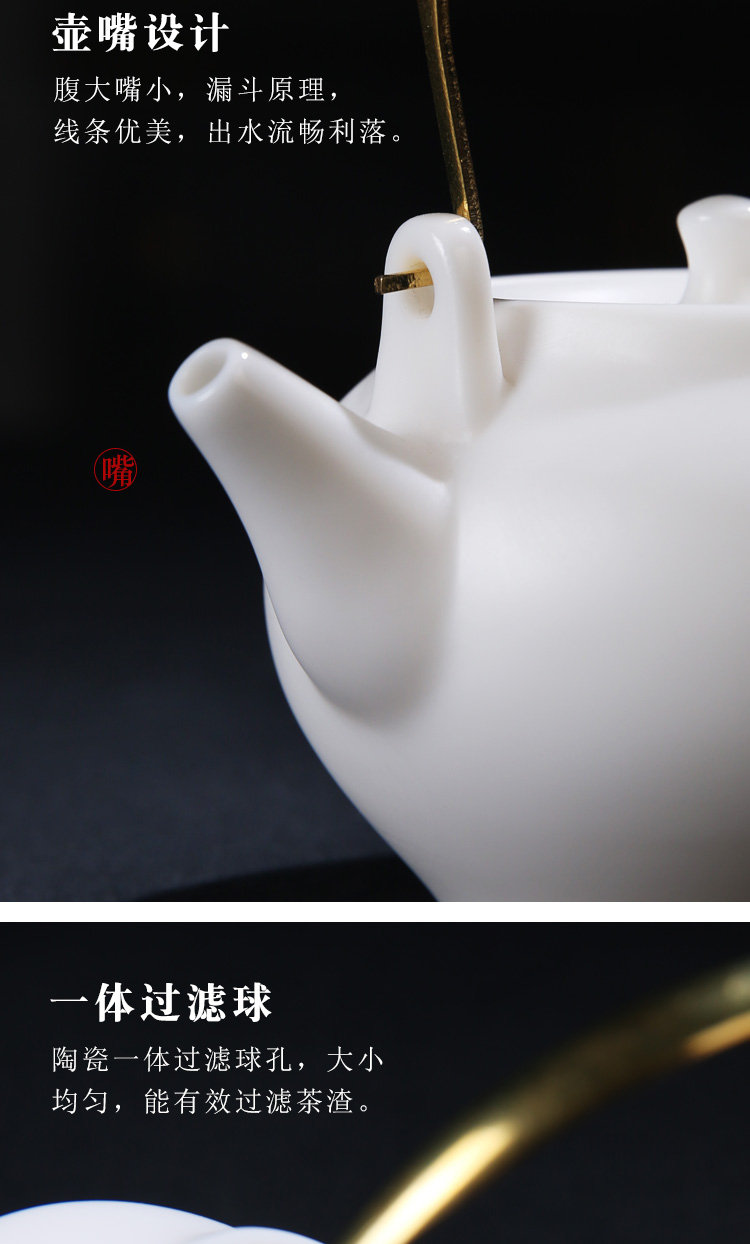 The Product porcelain sink white porcelain teapot Chinese rose girder suet jade teapot ceramic famille rose kung fu tea pot