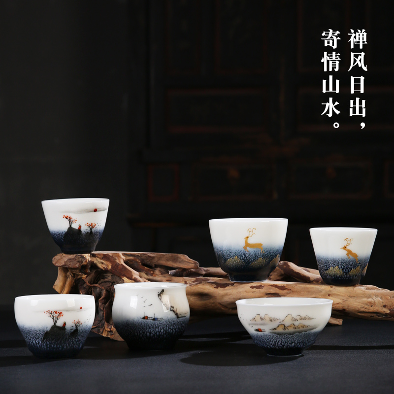The Product is porcelain collect jade kilns changes hand - made ceramic tea cup single cup white porcelain masters cup individual sample tea cup kung fu tea set