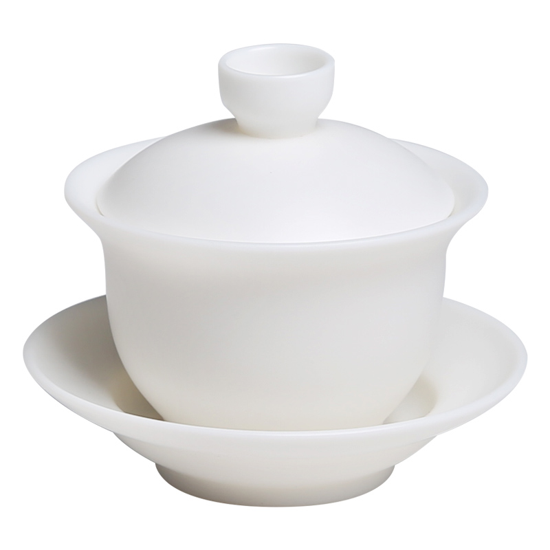 Goods only three tureen large tea cup suet jade porcelain remit dehua white porcelain single ceramic tea set home to bowl