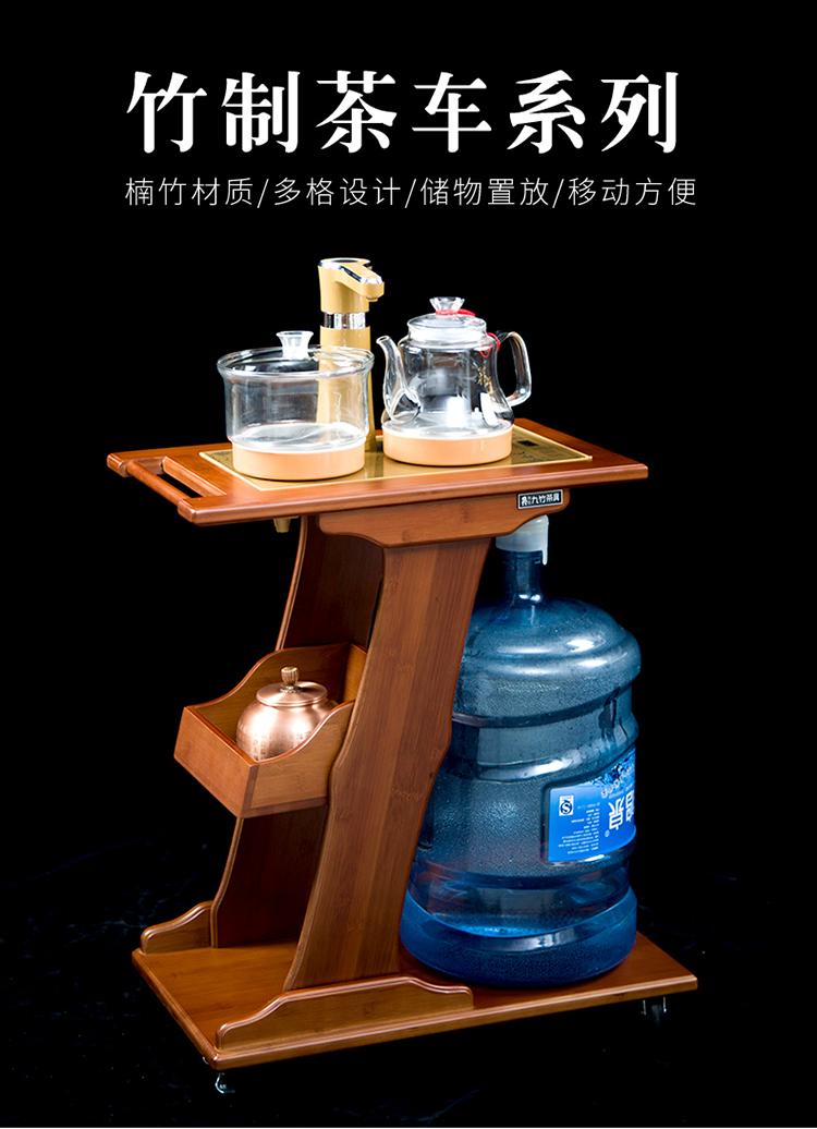 The Product porcelain sink mobile home small tea tea set a vehicle wheel one bamboo tea tray was solid wood tea table is contracted