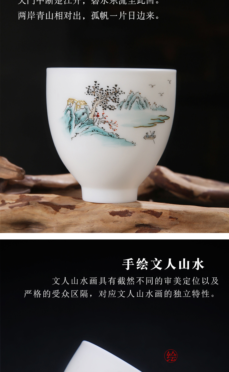 The Product master teacups hand - made porcelain remit the see colour sample tea cup literati landscape bell cup of dehua white porcelain tea cups