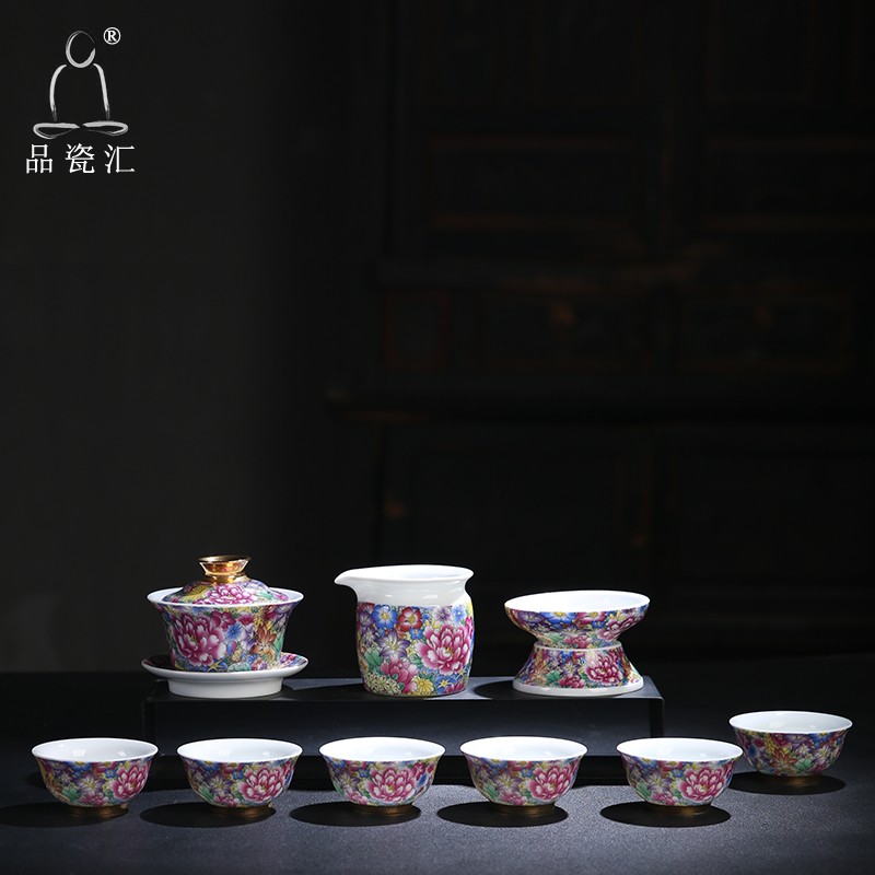 The Product of jingdezhen porcelain remit colored enamel tea set carpet of tureen fair keller set of filter sample tea cup