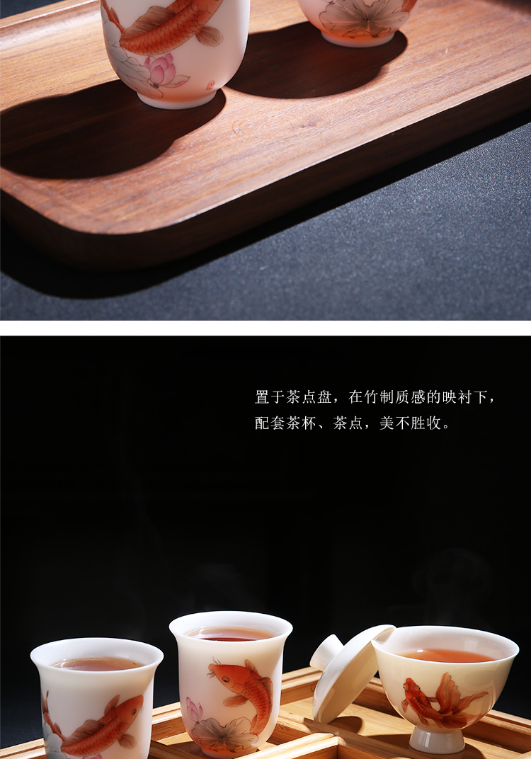 The Product owner for a cup of white porcelain porcelain remit large single teacups hand - made of new color lotus brocade carp fish sample tea cup from year to year