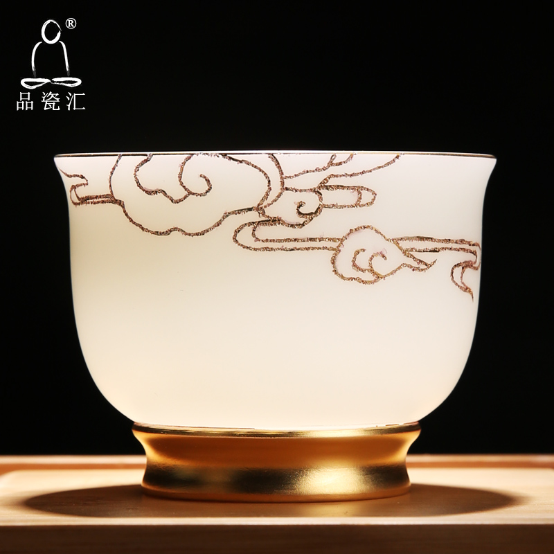 The Product porcelain sink/Lin yu - shan white porcelain ceramic cups and gold clouds, dehua single master cup tea cups of tea