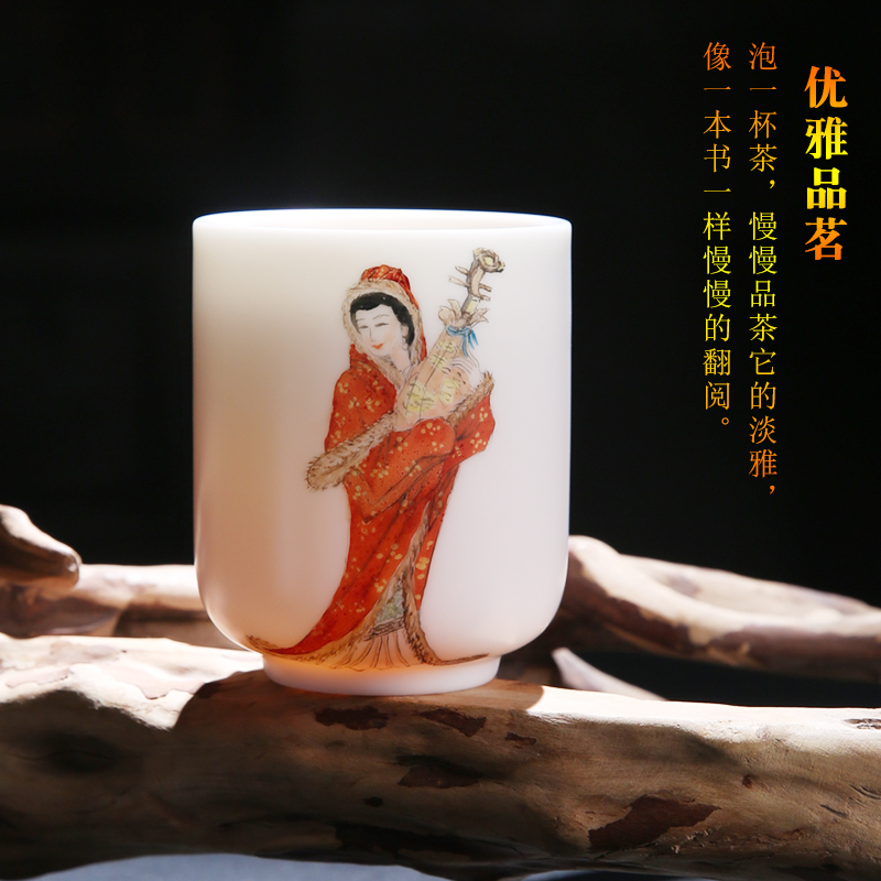 The Product/wushan dehua white porcelain porcelain remit the master cup suet jade single CPU hand - made figure sample tea cup cups the four most beautiful women