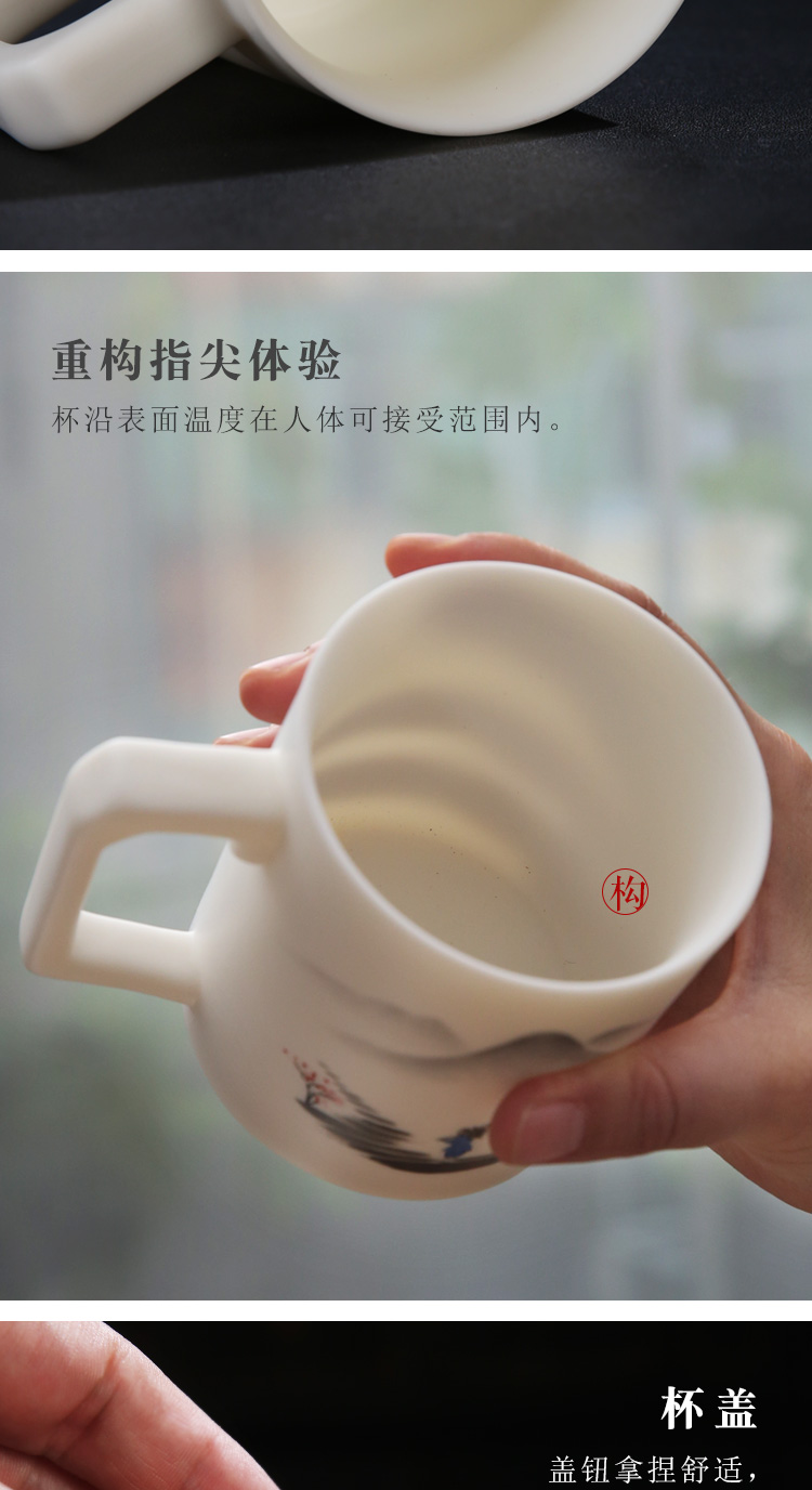 The Product porcelain sink dehua white porcelain cup with cover manual hand - made office personal keller high - capacity ceramic tea cups