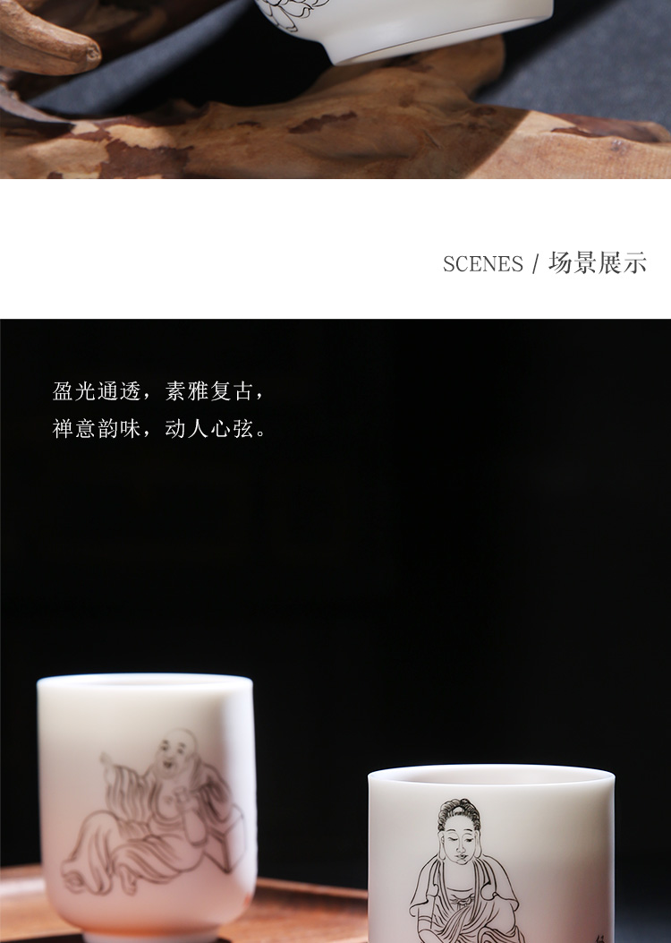 The Product porcelain sink suet jade white porcelain teacup large sample tea cup ceramic single ceramic shakyamuni Buddha master CPU