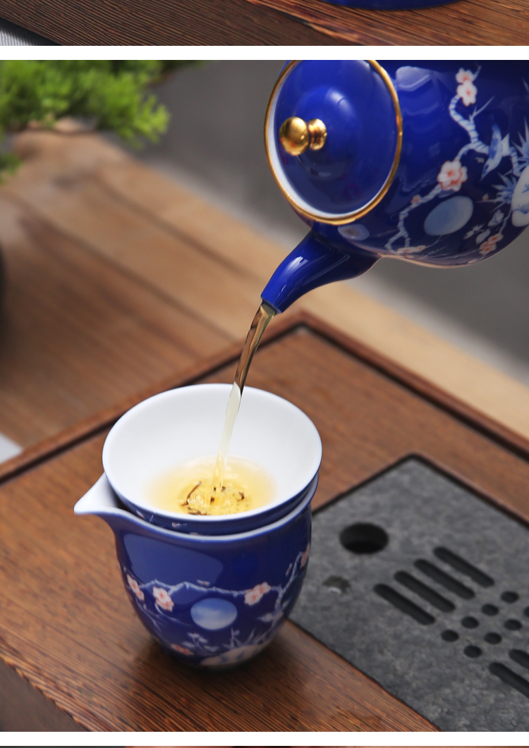 Material porcelain sink ceramic tea cup hand - made filter blue and white porcelain all fair one punch) make tea cup set filter