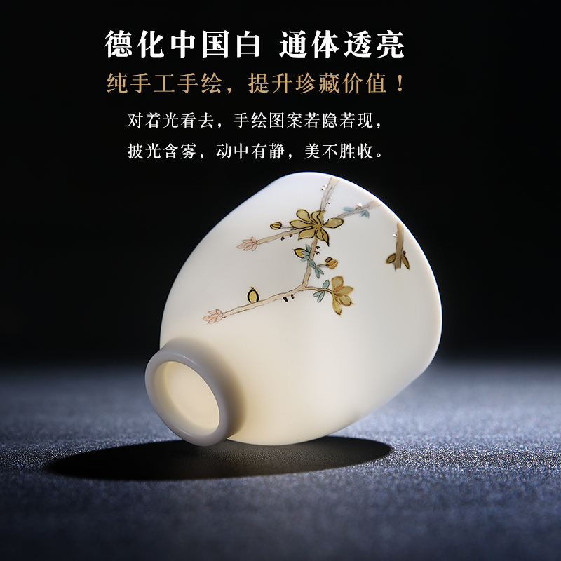 The Product master teacups hand - made porcelain remit the see colour sample tea cup literati landscape bell cup of dehua white porcelain tea cups
