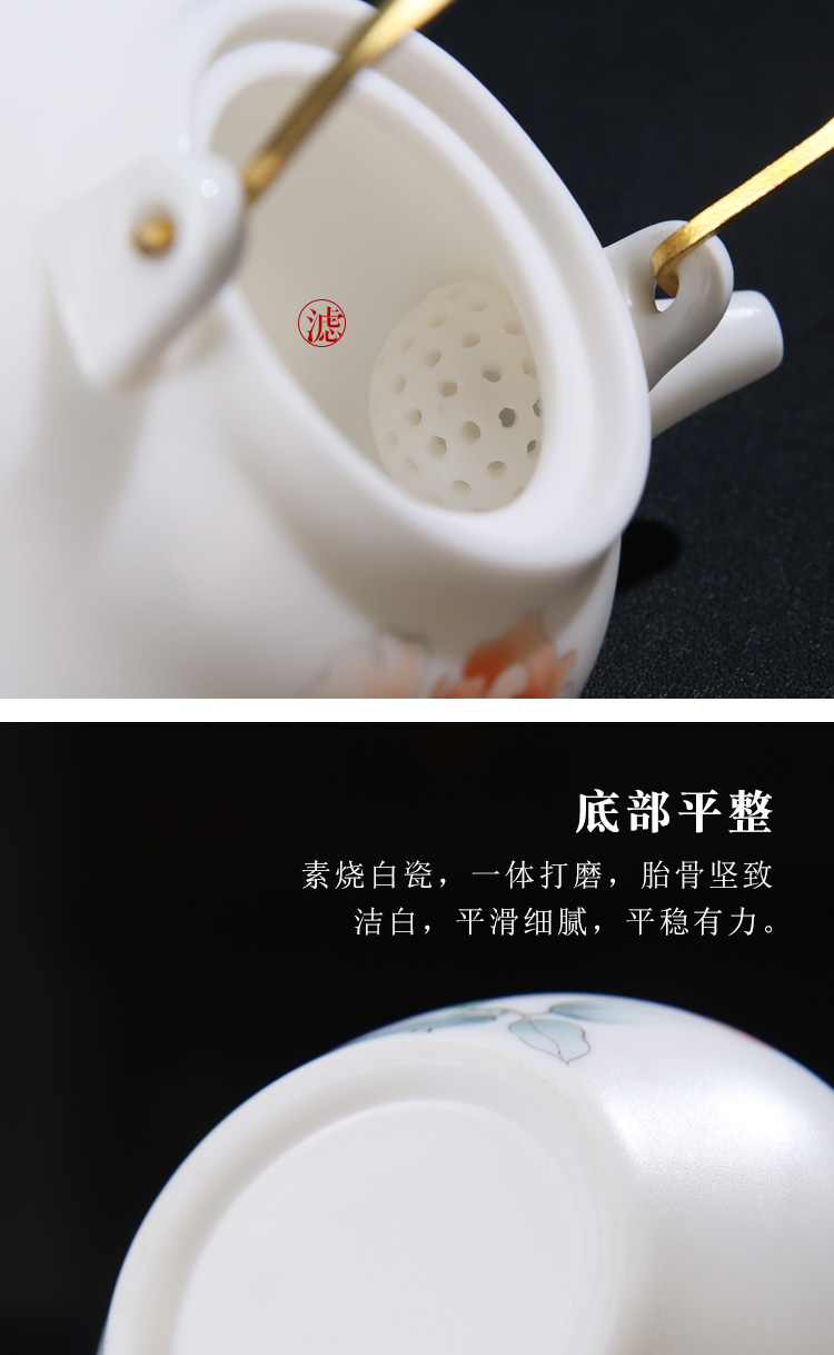 The Product porcelain sink white porcelain teapot Chinese rose girder suet jade teapot ceramic famille rose kung fu tea pot