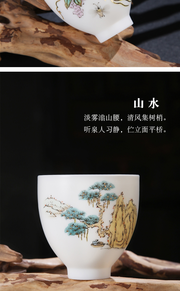 The Product master teacups hand - made porcelain remit the see colour sample tea cup literati landscape bell cup of dehua white porcelain tea cups