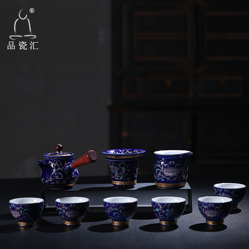 The Product of jingdezhen porcelain remit gathers up flowers suit pastel rolling tureen the see colour white porcelain tea tea set manually