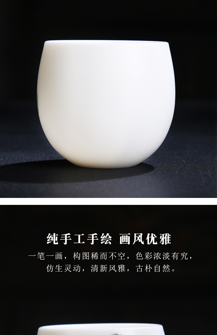 The Product porcelain sink/single wushan white porcelain tea cups literati landscape lohan CPU master cup ceramic tea, tea sets