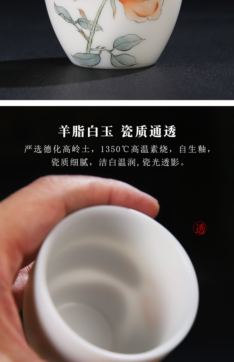 The Product porcelain sink suet jade white porcelain cup single CPU kung fu tea master cup manual hand - made ceramic sample tea cup of tea