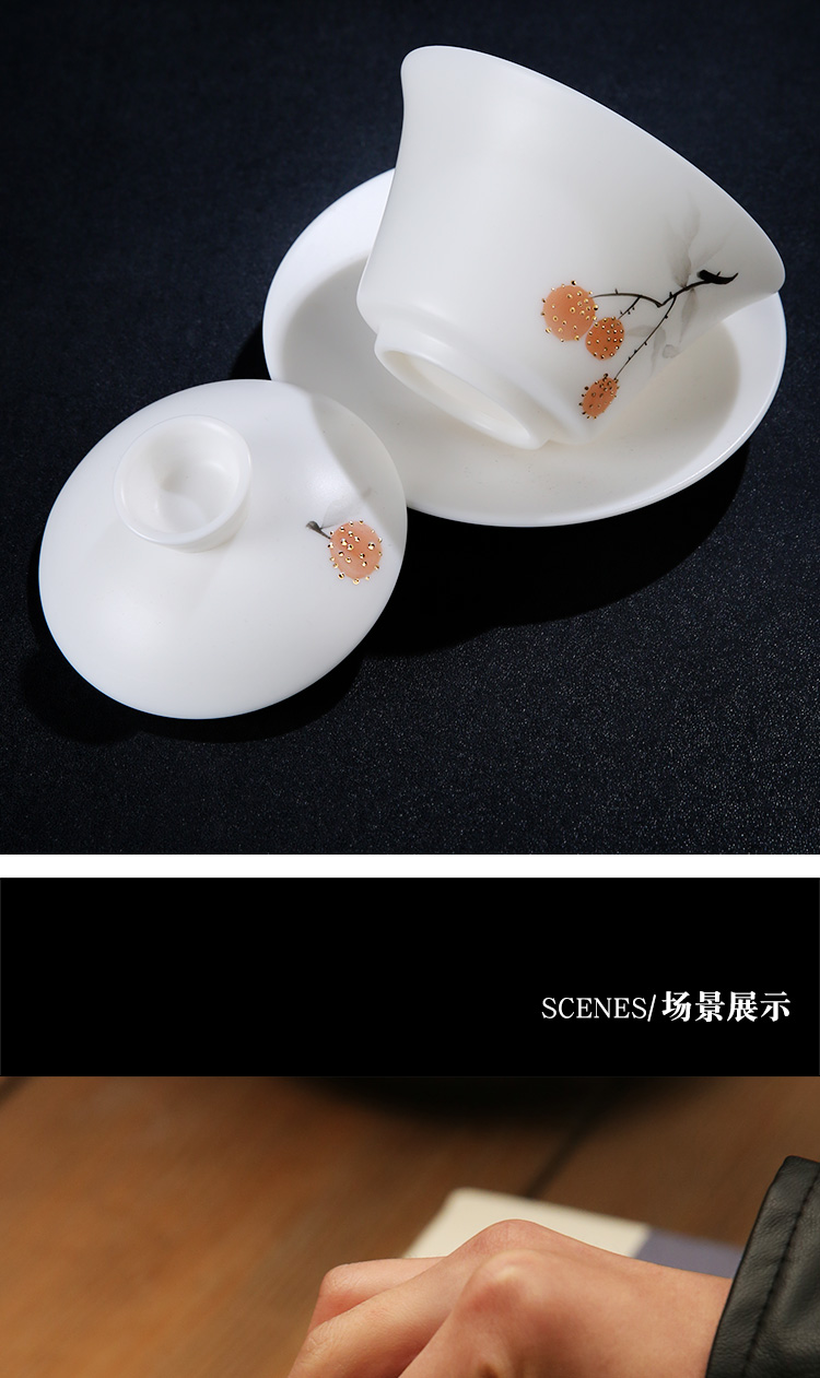 The Product dehua porcelain remit hand - made paint only three tureen checking porcelain cups single ceramic bowl tea set