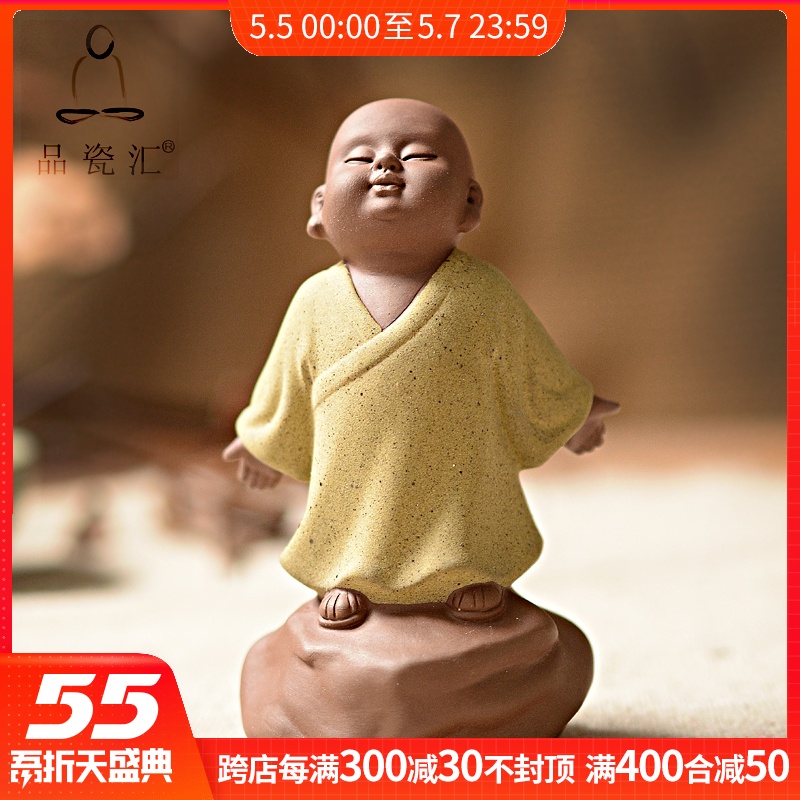 The Product color porcelain sink sand clay young monk tea pet lovely Buddha tea tray was furnishing articles household ceramic tea accessories