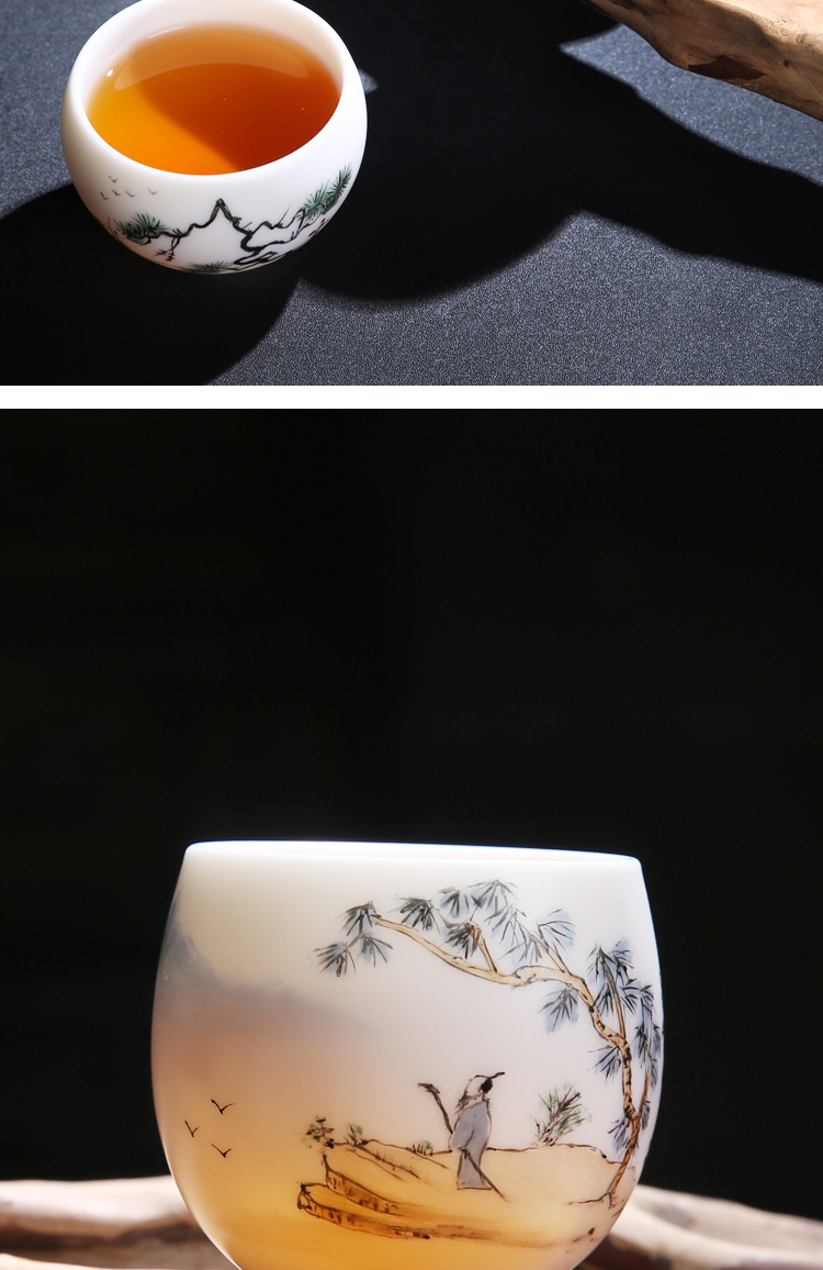 The Product porcelain sink/single wushan white porcelain tea cups literati landscape lohan CPU master cup ceramic tea, tea sets