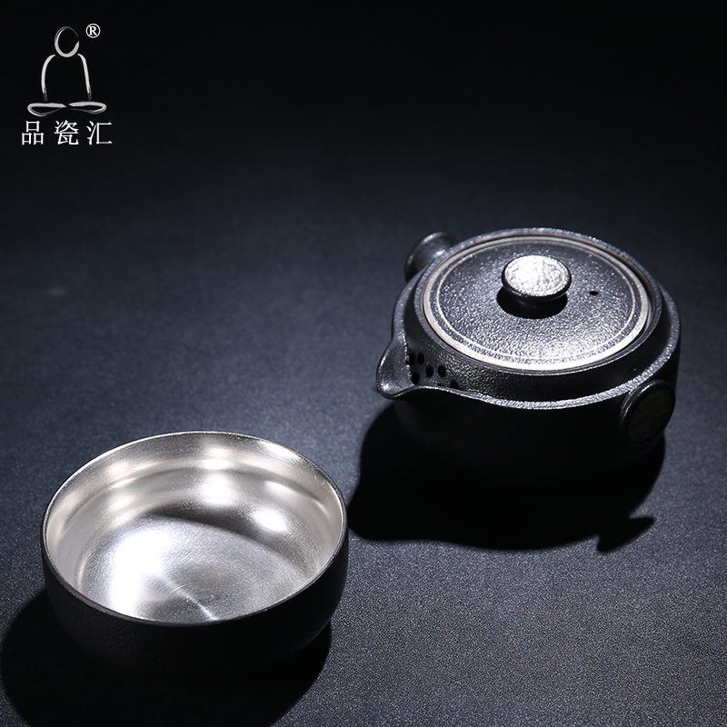 The Product wufu crack cup a pot of two glass ceramic porcelain remit travel kung fu tea cup teapot portable office