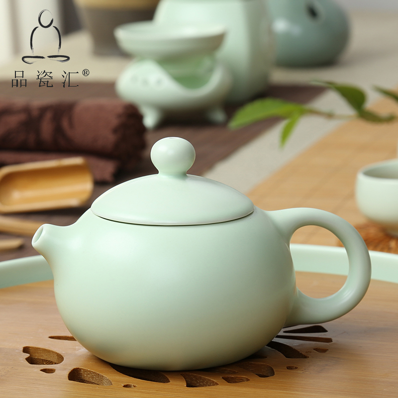 The Product is black and white and green up porcelain remit trumpet the teapot tea tea ware ceramic kung fu tea set single pot of the item