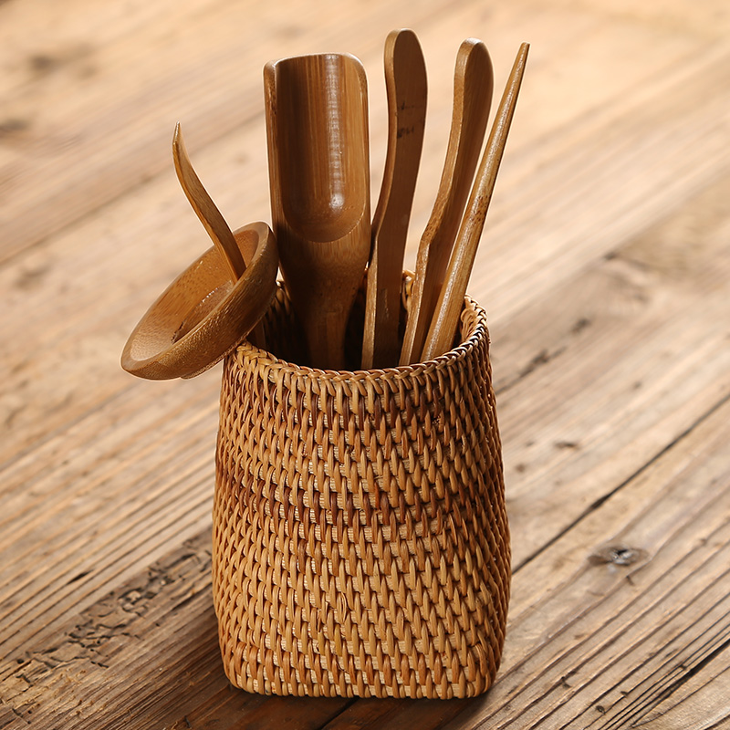 Porcelain remit the cane top service up six gentleman bamboo tea tea is ChaZhen ChaGa) teaspoon of tea tea accessories