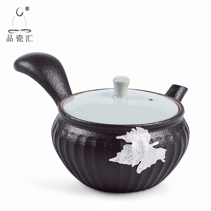 The Product porcelain sink black ceramic teapot side set the lid bowl of coarse pottery Japanese portable tin zen wind restoring ancient ways is kung fu tea set