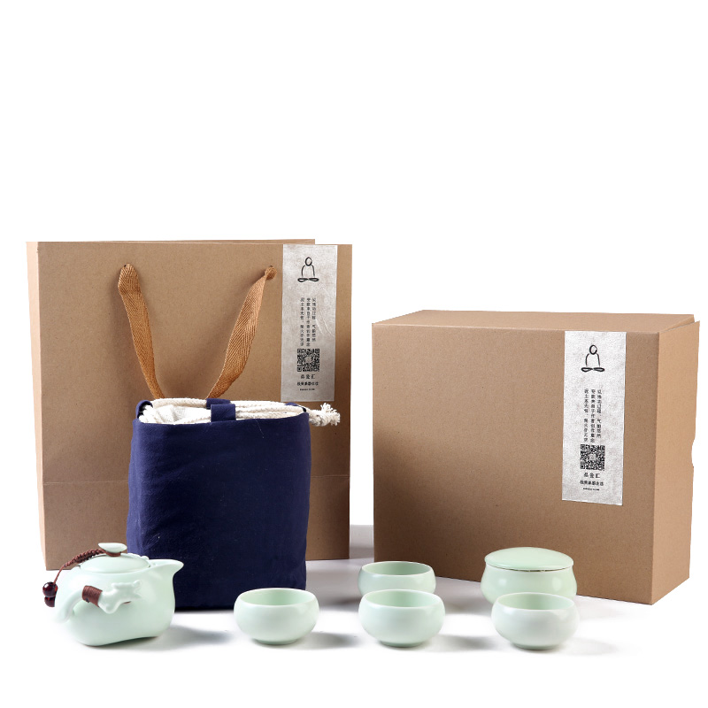 Up with porcelain remit a pot of four small set of portable receive package travel tea set gift kung fu tea