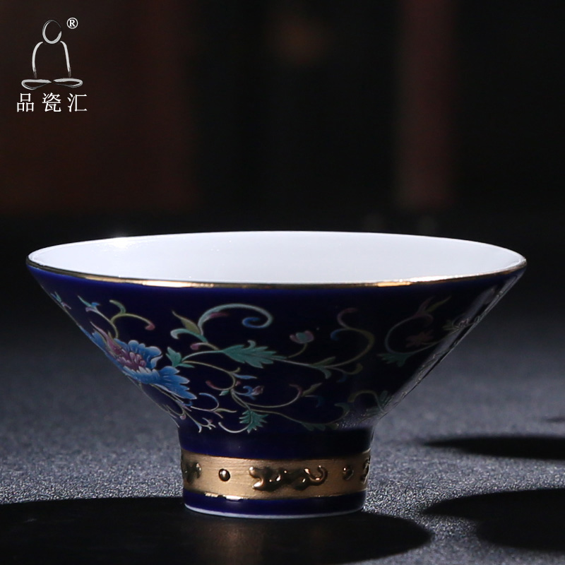 Jingdezhen porcelain remit gathers up the flower hat cupped pastel rolling cup cup hand paint sample tea cup masters cup