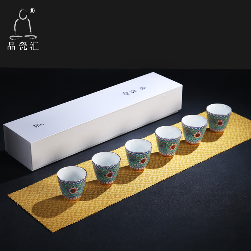 Gift boxes product colored enamel porcelain remit fragrance - smelling cup 6 cup youth sample tea cup ceramic tea cup single CPU master CPU