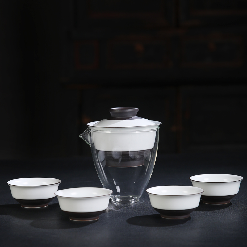 The Product is porcelain hui xuan wen zen tea set a tureen travel four cups of tea sets tureen crack cup enterprise customization